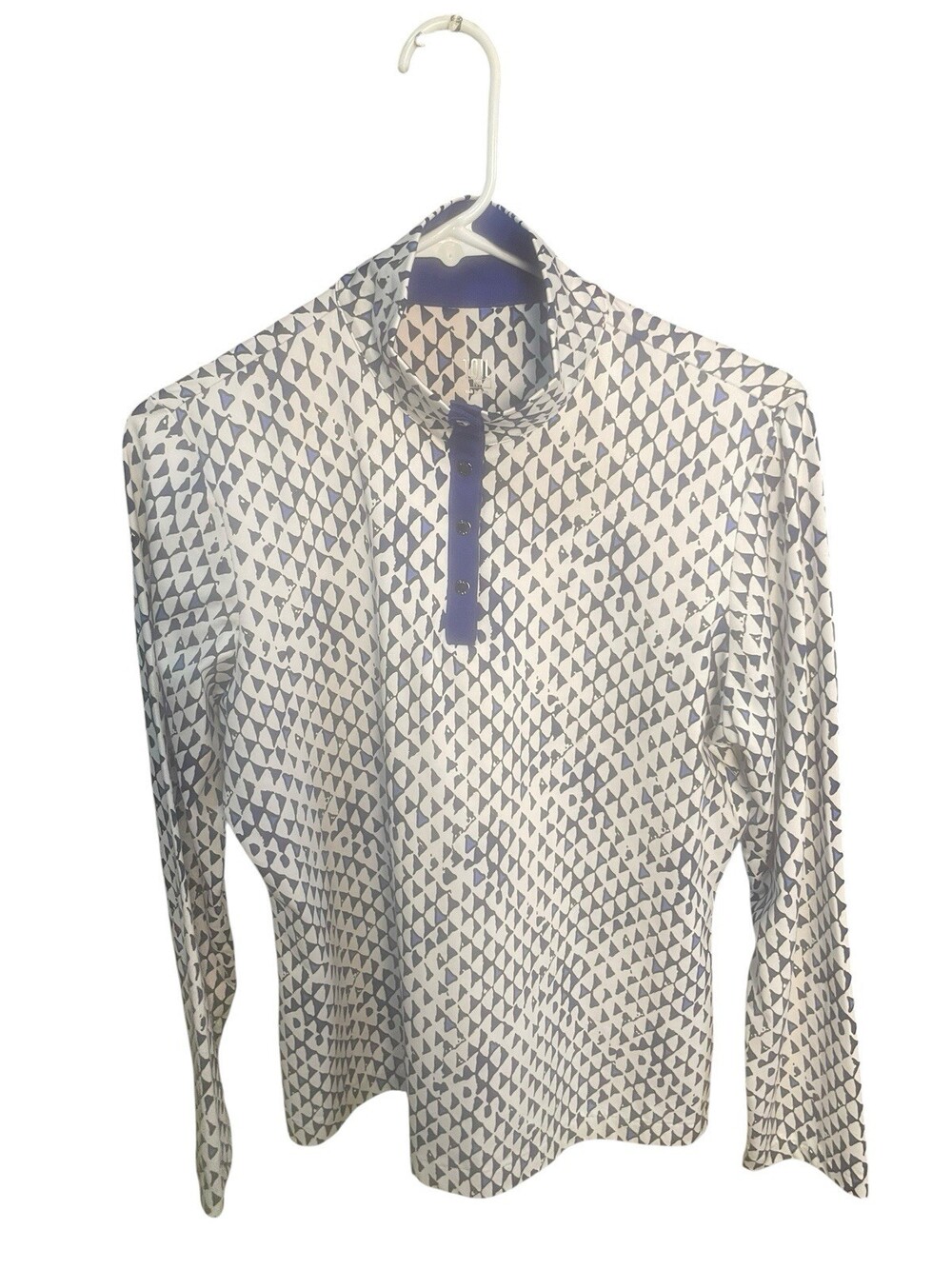 Tail Women's Long Sleeve Polo, Medium, Geometric Design, Snapped Front